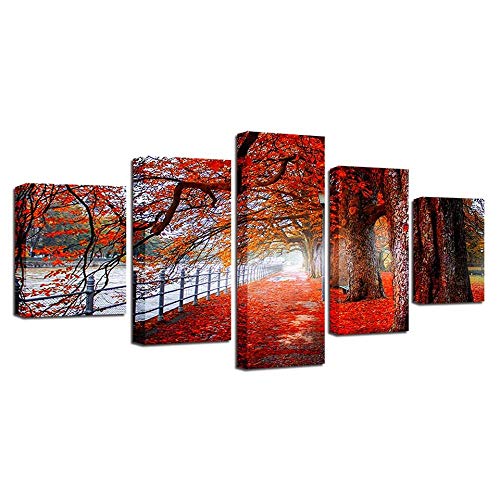 Impression sur toile d'automne en 5 pièces pour décoration murale de salon