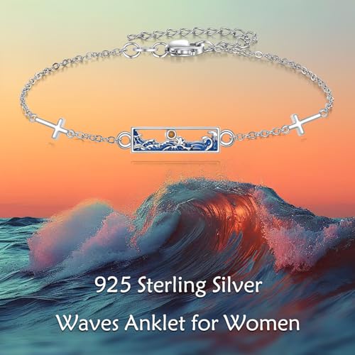 Image of AOBOCO Mustard Seed Anklet Bracelets 925 Sterling Silver Cross Faith Anklets Chain Christian Religious Jewelry Gifts for Women