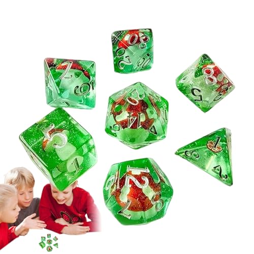 Juego de dados de fiesta de champiñones, dados de champiñones, dados de juego de rol, juego de rol poliédrico, conjunto de 7 de mesa de dibujos animados para adultos