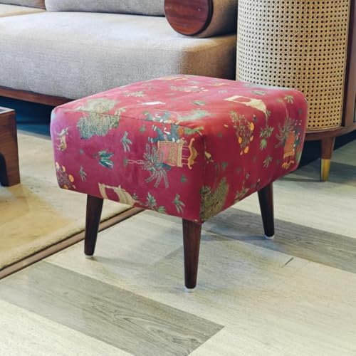Image of The Artage Pouffe Home Decor Ottoman Furniture for Living room Extra Seat Footrest Dressing Table Vanity Stool Sitting Mudda High Density Cushioning Puffy Stool for Bedroom Living Room Decor Footstool