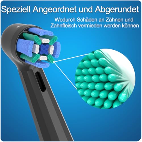 8 Stück iO Aufsteckbürsten Kompatibel mit Oral B iO Zahnbürste Elektrische, 8 Stück Zahnbürste Aufsätze für 2 3 4 5 6 7 8 9 10 Series Zahnbürste (8 Schwarz) 4