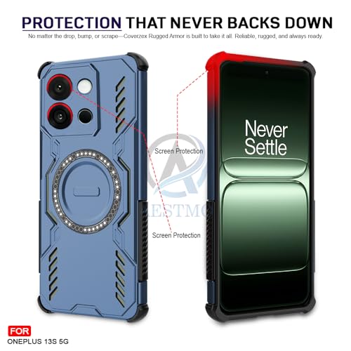Image of AESTMO Back Case Cover for OnePlus 13S 5G | Magnetic Case with Built-in Metal Ring | Compatible with MagSafe Accessories | Shockproof Hybrid (PC + TPU) (Blue)