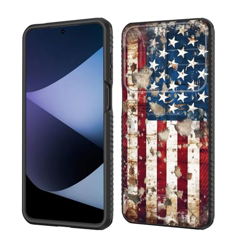 wiaekosef for Moto G Play 4G 2024 Case Built in Slide Camera Lens Cover,Heavy Duty Shockproof Protection Dual Layer Case for Motorola Moto G Play 4G 2024 6.5 inch,Rustic American Flag