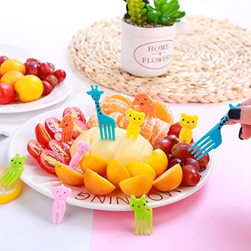 Image of HASTHIP 50 Pcs Cute Animal Fruit Forks for Kids Tiffin, Reusable Plastic | Easy Fruit Serving, Neat Lunch Packing, Food Grade Plastic, Compact Shape, Reusable Design, Random Colours