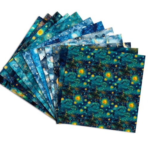 BEAMARKER 24 hoja de 12 estilos de Papel para Álbum de Recortes de Galaxia, Bloc de Papel de 6x6 pulgadas con Diseño de Cielo Estrellado, Cartulina Decorativa para Decoupage, Álbum de Fotos, Tarjetas,