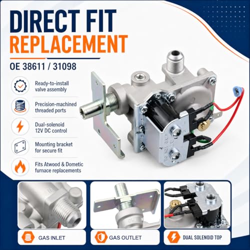 Image of AITKEN 31098 RV Furnace Gas Valve Kit for Atwood & Dometic | Fits Atwood & Dometic Furnaces; Replaces 31098 /38611