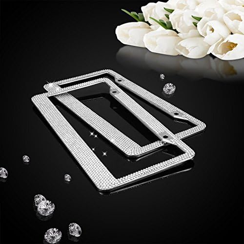 Ohuhu Upgraded 2pack Bling Diamond License Plate Frames