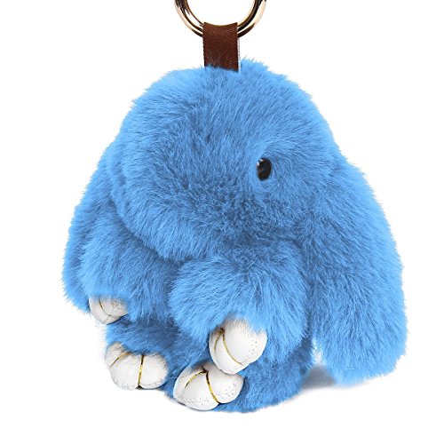 Preisvergleich Produktbild Schöne Kaninchen Anhänger Weiches Fluffiges Kaninchen Häschen Puppen Auto Keychain Charme Schlüsselring Handtaschen Anhänger Dekor Bestes Familien Freunde(Blau 18cm)