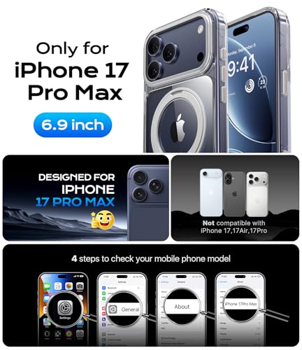 Image of Clear iPhone 17 Pro Max Case with Stand, Strong Magnetic iPhone 17 Pro Max