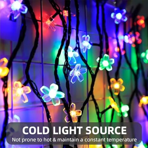 Image of CBK 75 Flower LED Fairy String Solar Silicon Flower 10 Meter Waterproof 8 Mode Outdoor /Indoor Waterproof Solar Powered Led String Light, Decorations for Garden Yard Balcony (Multicolor)