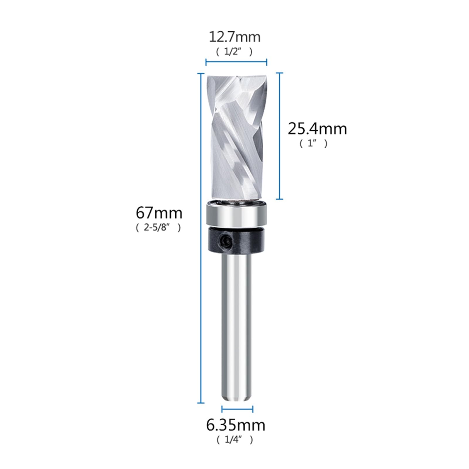 1pc frez 1/4 "Shank Up Down Cutter Flush Trim frezy z dolnym łożyskiem pełnowęglikowy palcowy do drewna
