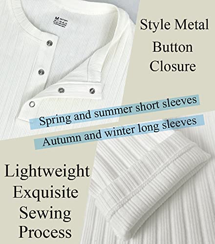 Muscle Cmdr Men's Ribbed Henley Shirt Short Sleeve Slim Fit Muscle Shirt Fitted Cotton Casual Long Sleeve4