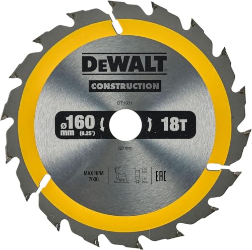 Lame scie circulaire DeWalt DT1142QZ de 160x20mm avec 18 dents pour Série 30