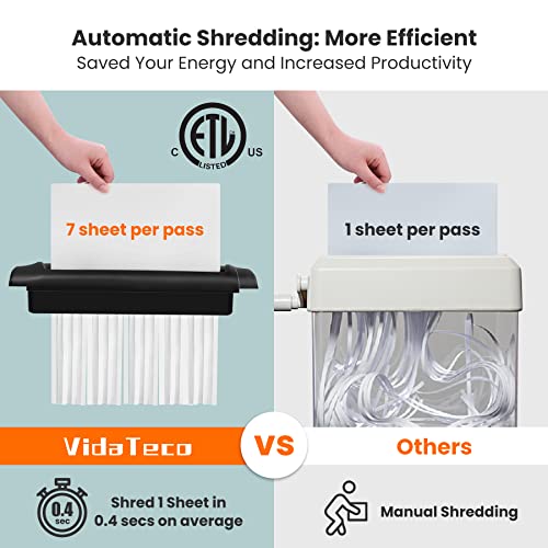 Paper Shredder Without Basket,Vidateco 7-Sheet Strip Cut Shredder For Home Use,Mini Paper Shredder Also Shreds Card/Staple,Small Portable Shredder With Extendable Arm,Durable&Fast With Jam Proof(Etl) #TOP3