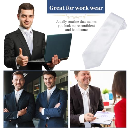 Image of Syhood 6 /12 /24 Pcs Men Ties Set Solid Satin Pure Color Business Formal Necktie Tie 57 inch for Men Occasion Wedding