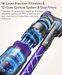 Redroad Cordless Vacuum Cleaner 60,000Pa,70 Min 150,000PRM Vacuum Cleaner, 18-Layer Filtration Vacuum, Self-Standing Vacuum Cleaners for Home with 1600ml Cup for Pet Hair Carpet Hardwood Floor Car X18