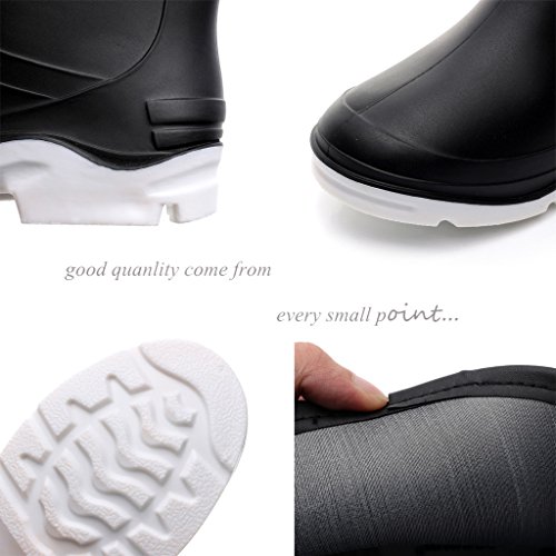 Kontai Women Half Calf Ankle Rubber Rainboots 2 Color Waterproof Boots For Garden Rain Round Toe Rainboots Size 6.5 #TOP2