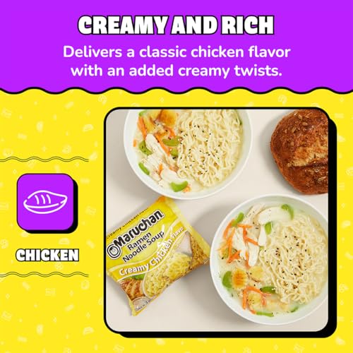 Image of Maruchan Ramen Noodle Soup, Creamy Chicken Flavor - Japanese-Style Instant Noodles, Quick & Easy Meal for Students & Busy Families - 3 Oz. (24 Pack)