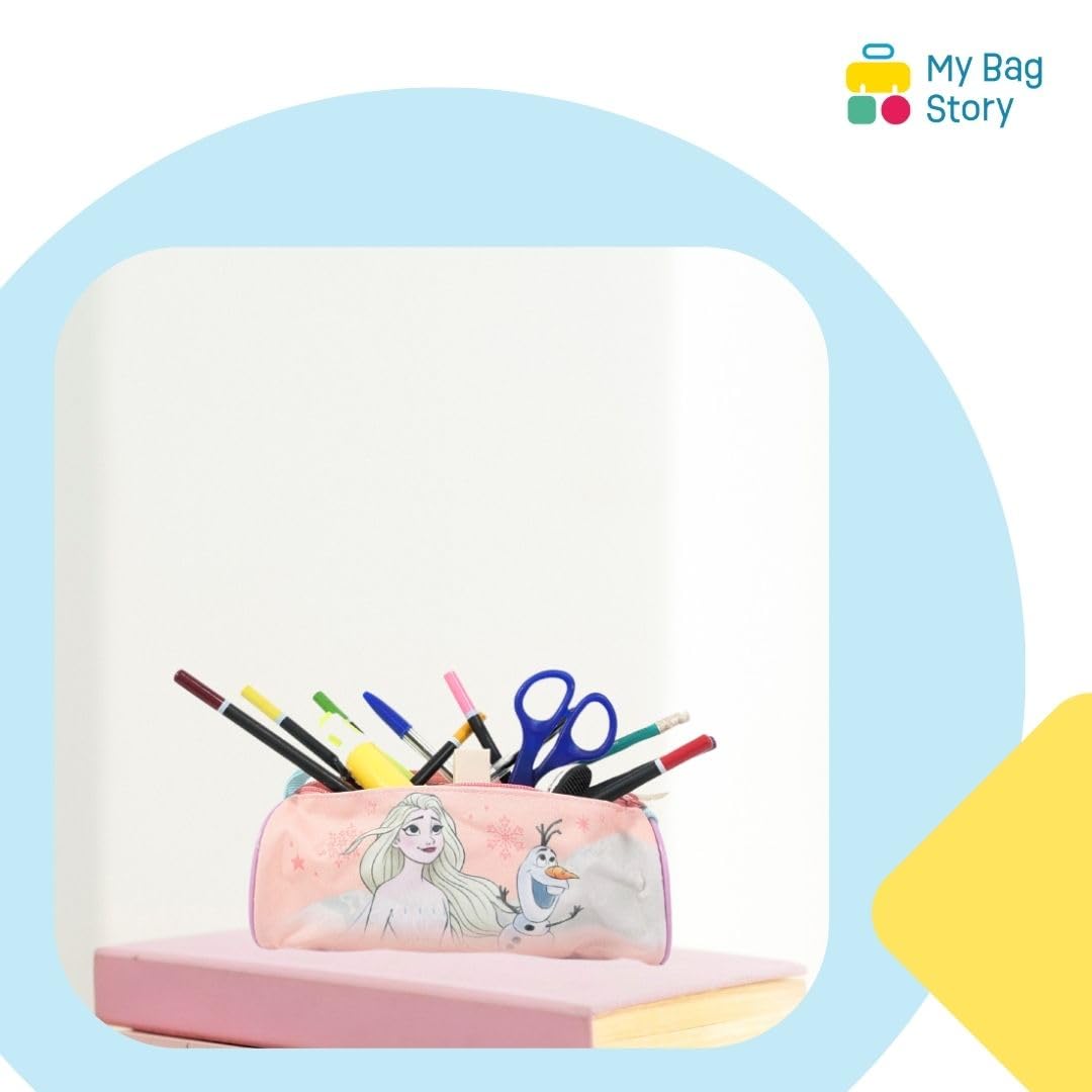 mybagstory, Round Pencil Case for Children Girls, Frozen, Child, School, Primary, Kindergarten, Daycare, Size 21 cm - Image 4