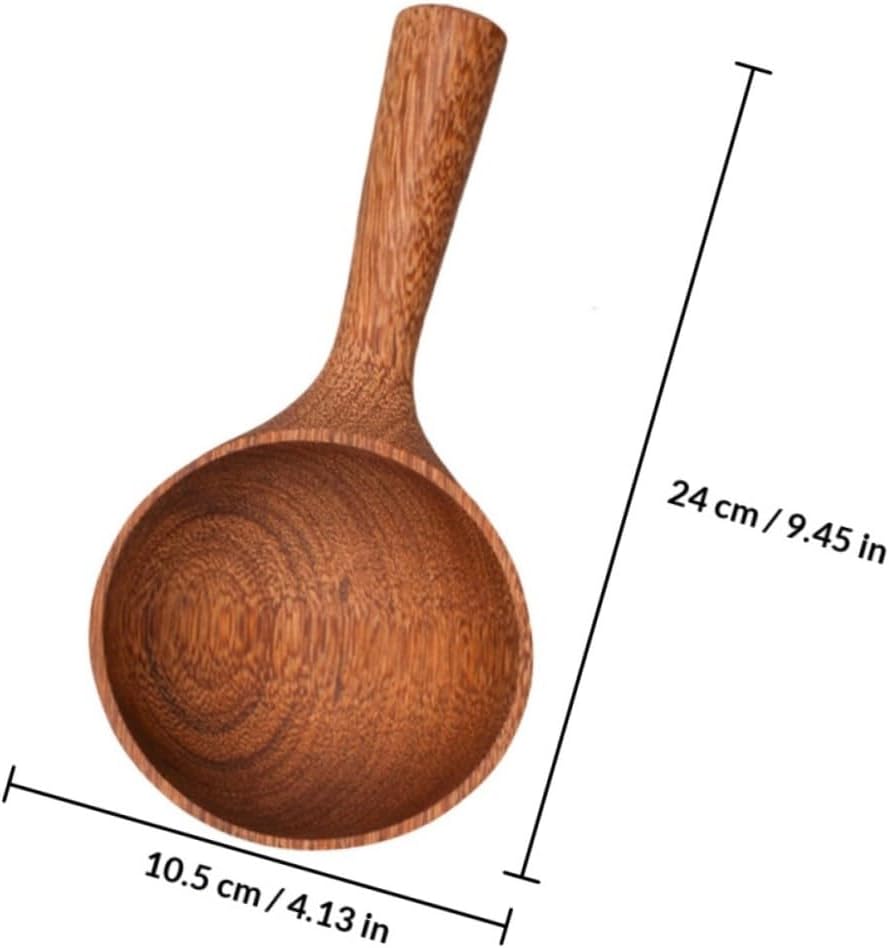 Short Handle Wooden Spoon for Chicken Wings Soup Rice Kitchen Serving Sturdy Material