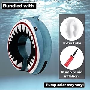 Shark Theme Inflatable Dog Cone Collar large for After Surgery Care Bundled with Pump and Extra Tube  Cucciolini Doodles Shark theme inflatable dog cone collar large for after surgery care bundled with pump and extra tube   cucciolini doodles