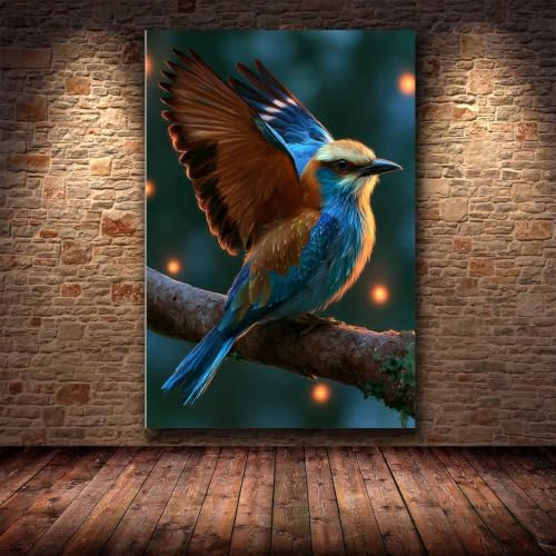 Toile animaux oiseau multicolore haute définition en format 80x120cm