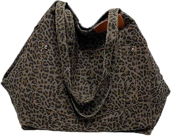 Image of Leopard Tote Bag for Women Cheetah Purse Vintage Hobo Bag Large Capacity Work Tote Bag