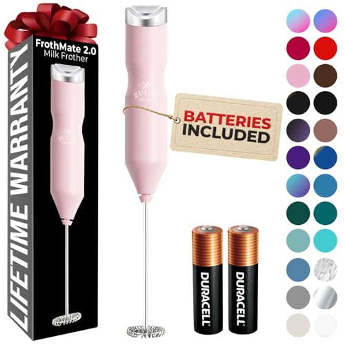 Image of Zulay Kitchen Powerful Frother Wand AA Batteries Included, Ultra Fast Handheld Drink Mixer, Comfort Milk Frother, Stainless Steel Whisker, Frother Handheld for Coffee, Protein & Matcha - Frothmate 2.0