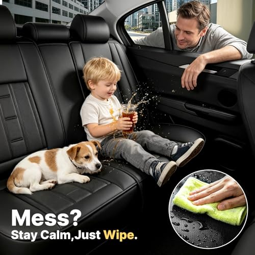 Image of Car Seat Covers Full Set for Toyota RAV4 1999-2025 Black (5 Pack) | Waterproof Car Seat Cover. Anti-slip. Breathable. Airbag Compatible. Seat Heating Works. Easy Clean. Durable Stitching.
