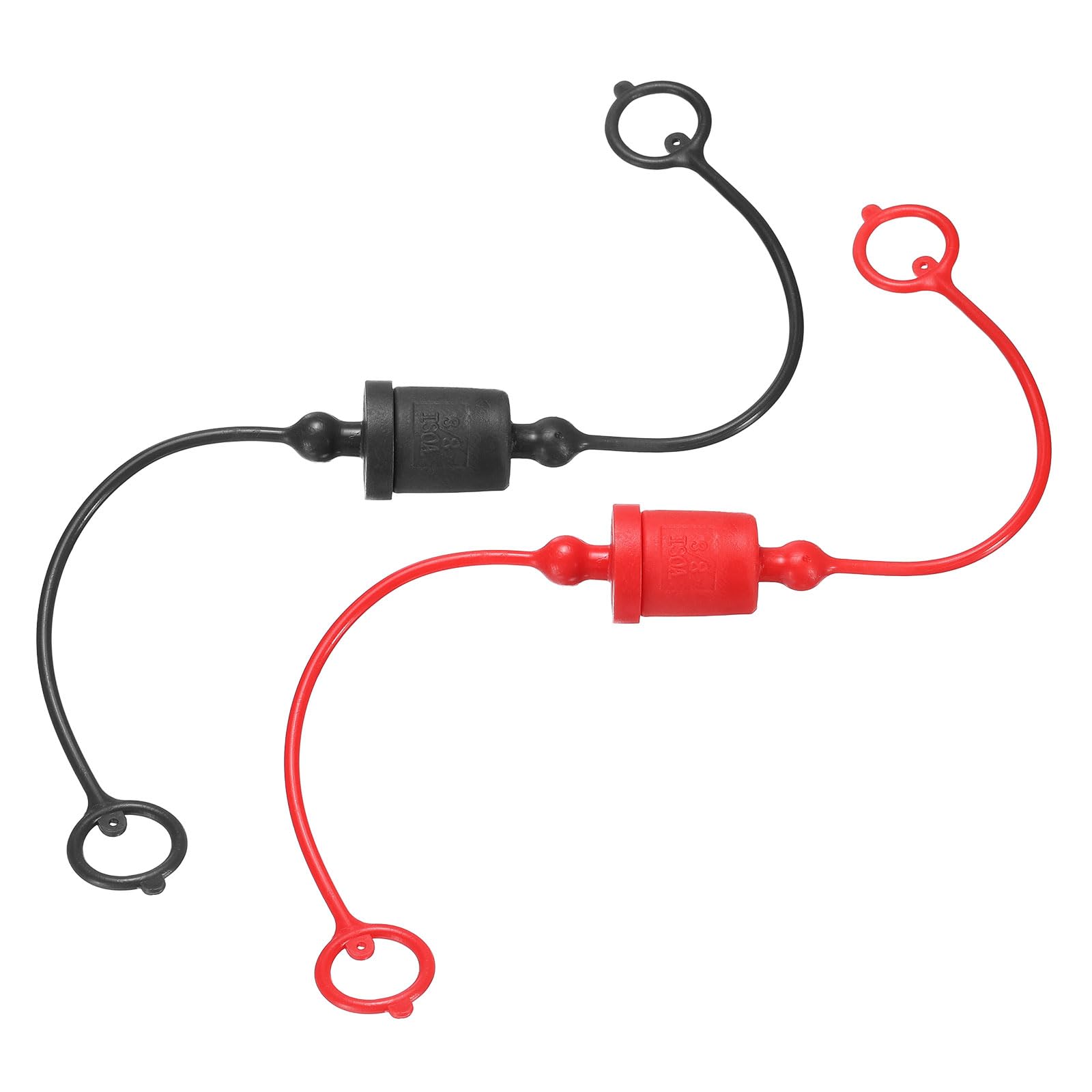 HARFINGTON 2Sets 3/8 Hydraulic Hose Dust Cap and Plug Kit, ISO-A Male Dust Cap &amp; Female Plug Cover Quick Disconnects Air Coupler Cover Port Plug Fittings with Retention Ring, Red/Black