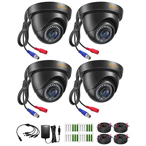 Anlapus 4 Pack 1080P Security Cameras, HD TVI 1080P Outdoor Dome CCTV Camera, Night Vision, IP66 Weatherproof, 2MP CCTV Surveillance Dome Cameras (Black) Cover