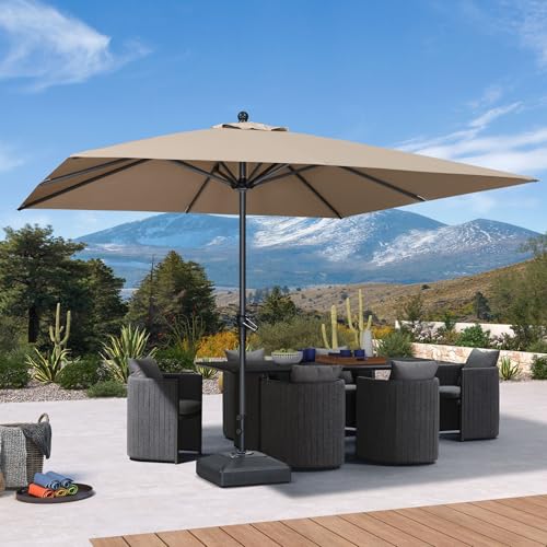 Image of PURPLE LEAF Outdoor Market Umbrella 10' x 10' Square Taupe 8 Metal Ribs
