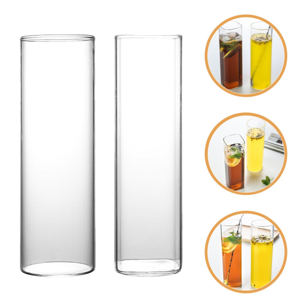 SHINEOFI Bicchieri da Cocktail in Vetro 2 Pezzi, 600ml, Trasparenti | Uso Bar e Ktv, Linee Decorative per Bevande, Set Doppio per Servizio e Presentazione