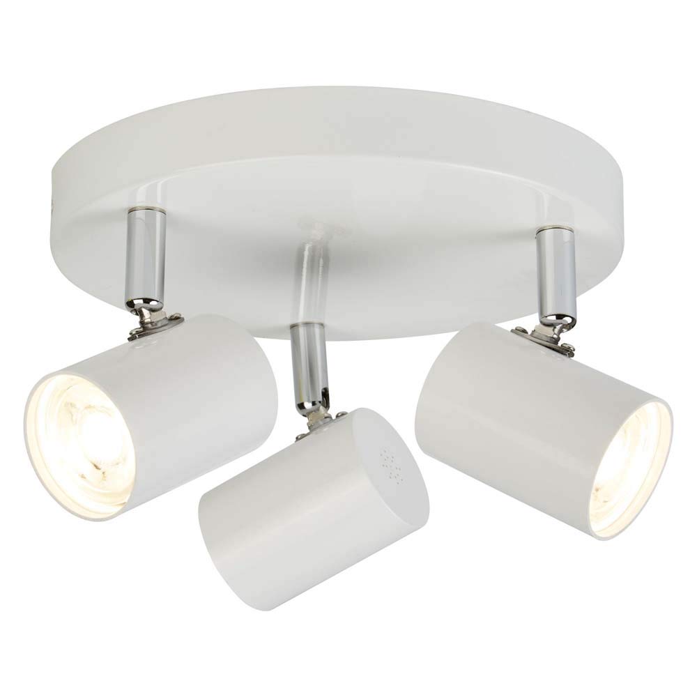 Searchlight 3173WH Rollo 3 Light Ceiling Spotlight in White & Chrome