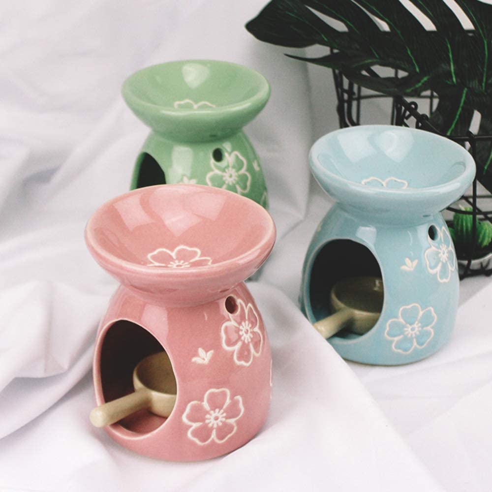 Aromaterapeutyczny palnik zapachowy Ceramiczny dyfuzor świecy olejowej Palnik woskowy, BlueJYRS ，Palniki do olejków eterycznych(Grün)