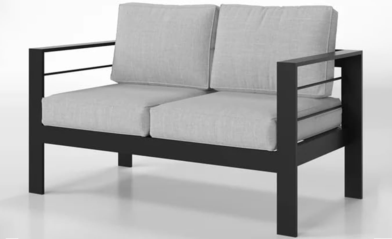 Kiss the Water Outdoor Loveseat, All-Weather Metal Aluminum Outdoor Patio Furniture Sofa with 5" Thick and Soft Cushion, Deep Seating Outdoor Couch for Balcony, Porch, Backyard