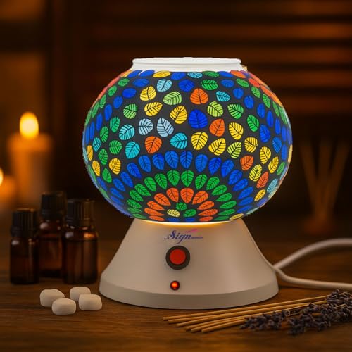 Image of Signamio Hand Made Table Top Camphor Diffuser Burner - Kapoor Dani Electrical Aroma Oil Diffuser Night Lamp - Kapoor Machine for Home & Office DN-2 (Aroma Oils not Included)