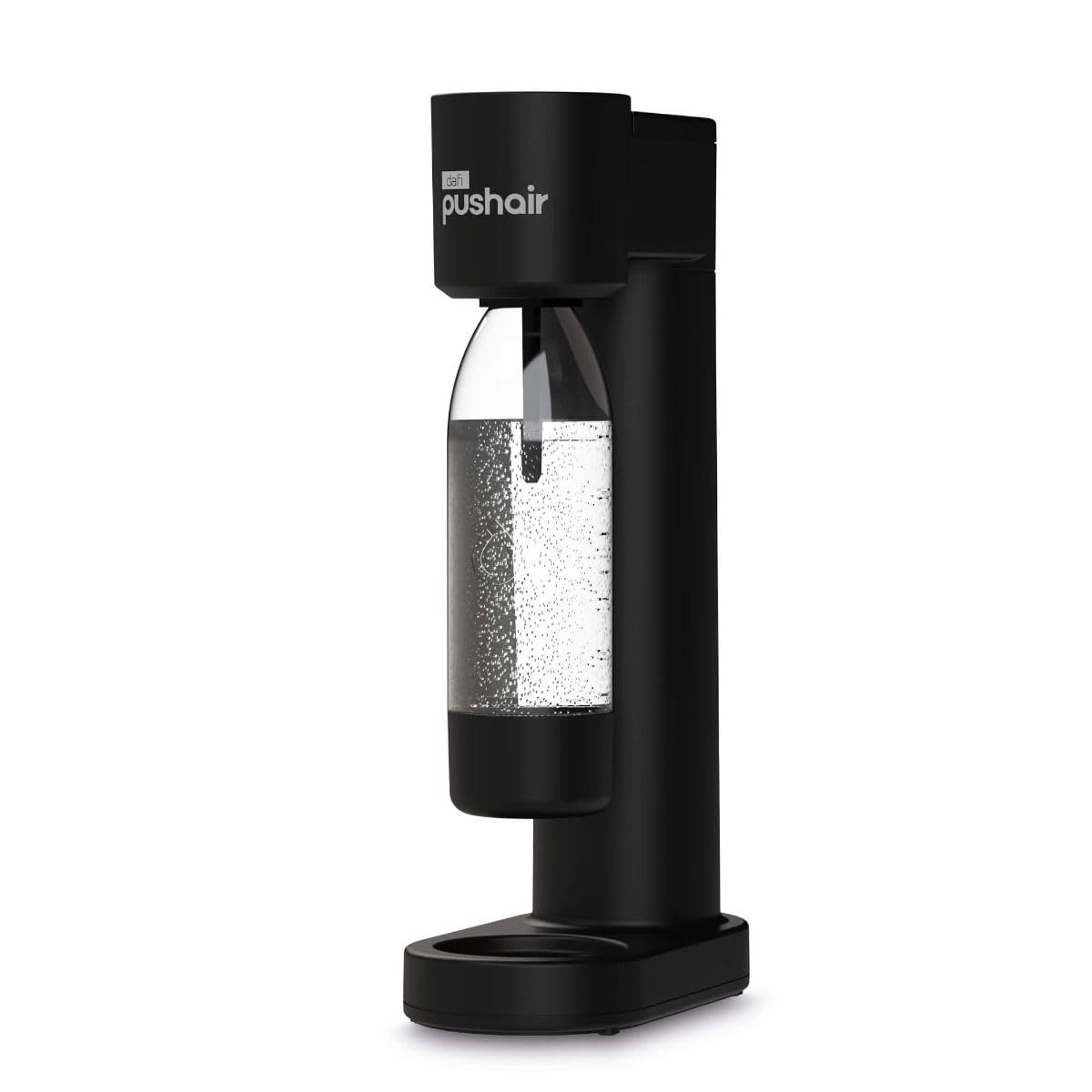 PUSHAIR - Aeratore Dafi nero con sifone + cartuccia di CO2 + bottiglia da 0,7 l, perfetta acqua frizzante in cucina, semplicità e funzionalità