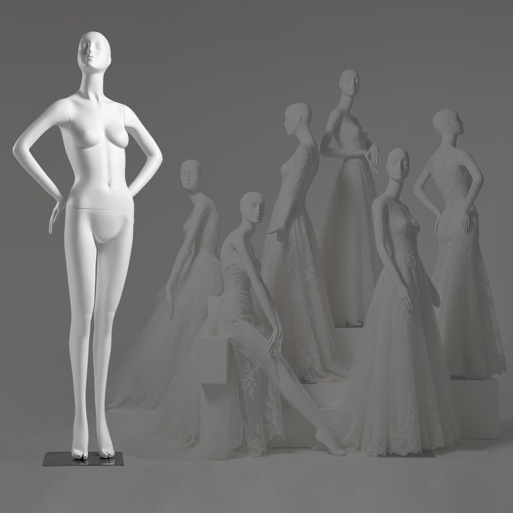 PA-DABAOO Female Mannequin Full Body for Wedding Dress Showcase,Full Body Retail Display Form with Base,Manikin Torso Stand for Clothing Retail Shop & Photography,D