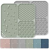 Wingcases - Lot de 2 tapis anti-fuite pour chien et chat - 100 % silicone - Avec ventouses - Soulage l'anxiété et l'ennui, facile à nettoyer (vert clair et cendres)