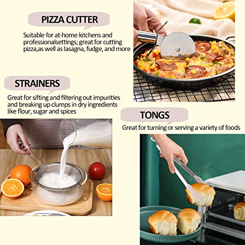 Silicone Cooking Utensils Kitchen Utensil Set, AIKKIL 32pcs Non-stick Kitchen Cooking Utensil Spatula Set with Holder, Heat Resistant Wooden Handle Khaki Kitchen Gadgets Tools Set