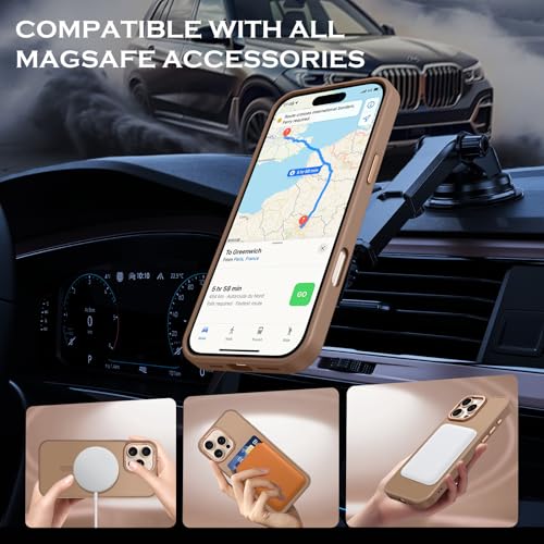 Image of YINLAI for iPhone 16 Pro Case 6.3-inch,Magnetic Compatible with MagSafe, Slim Matte Anti-Fingerprint, Shockproof Full Body Military Grade Protection for iPhone 16 Pro Cover, Brown