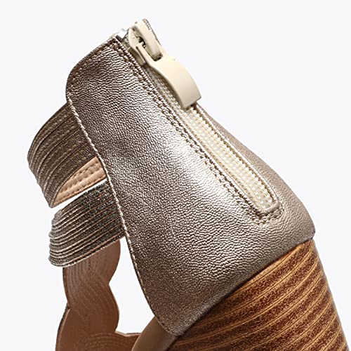 Sandals Slope Heel Sandals Summer Oversized Slimming Women's Shoes Back Zippered Sandals Sandal(B,36)4