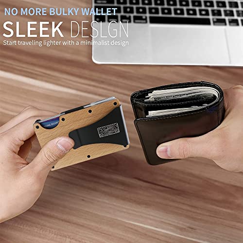 Recycled Beechwood Slim Wallet/Credit Card Holder with Money Clip - RFID Blocking3