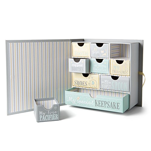 Votum K2006-0100-A5 Baby Keepsake Box For Treasured Memories, Moon & Stars - Lightweight, Handcrafted Baby Boxes With 9 Labeled Compartments For First Memories - Gender Neutral Baby Shower Gifts thumb #8