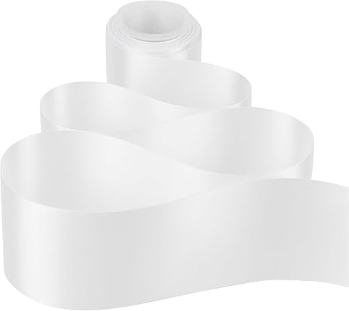 Miniatura 7 de MEEDEE Cinta de satén blanca Lux - Cinta de satén de doble cara de 3 pulgadas, cinta blanca para árbol de Navidad, cinta blanca extra ancha por 10