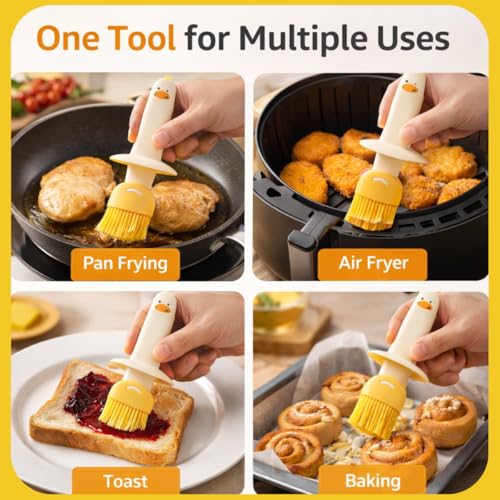 Image of Oil Brush Dispenser for Cooking 200ml | Plastic Oil Bottle with Silicone Basting Brush | Easy Oil Apply for Roti & BBQ Grill Frying Baking, Air Fryer, Heat-Resistant Food-Grade Brush for Kitchen