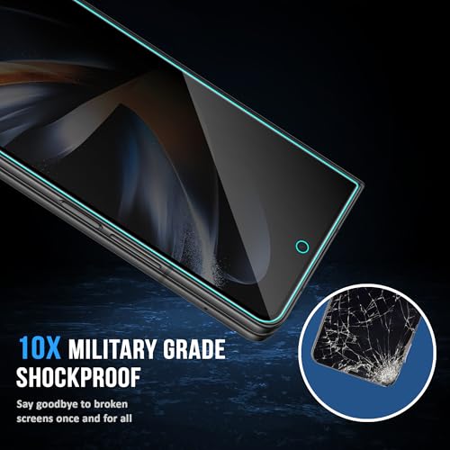 Image of ArmourPro Privacy Tempered Glass for Samsung Galaxy Z Fold 4, Anti Spy Anti Peeping Screen Protector, Edge-to-Edge Full Coverage, 9H Hardness with Cable Protector | Black