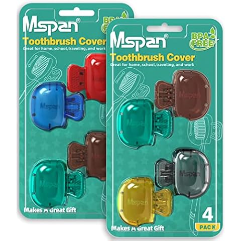 Mspan Toothbrush Head Cover Cap: Toothbrush Protector Brush Pods Case ClipTravel - 8 Packs Cover