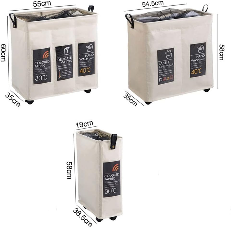 Foldable Storage Basket with Wheels Caster Laundry Basket Collapsible Large Hamper Barrel Dirty Clothes Laundry Bag (Color : A, Size : 3 Grid) (A 1 grid)